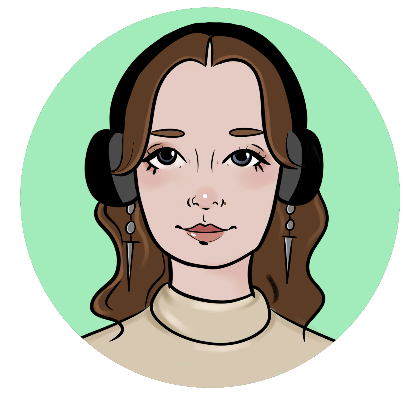 Drawing of girl wearing headphones